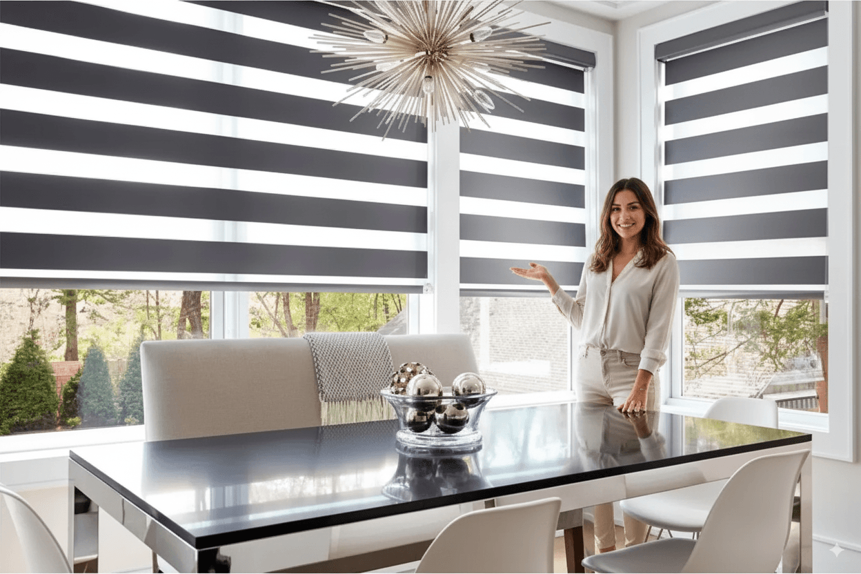 Sala con unas persianas muy elegantes